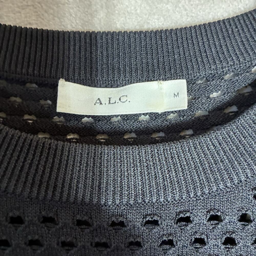 A.L.C. Cropped Open-Knit Top Sweater Black Size M - Picture 4 of 10